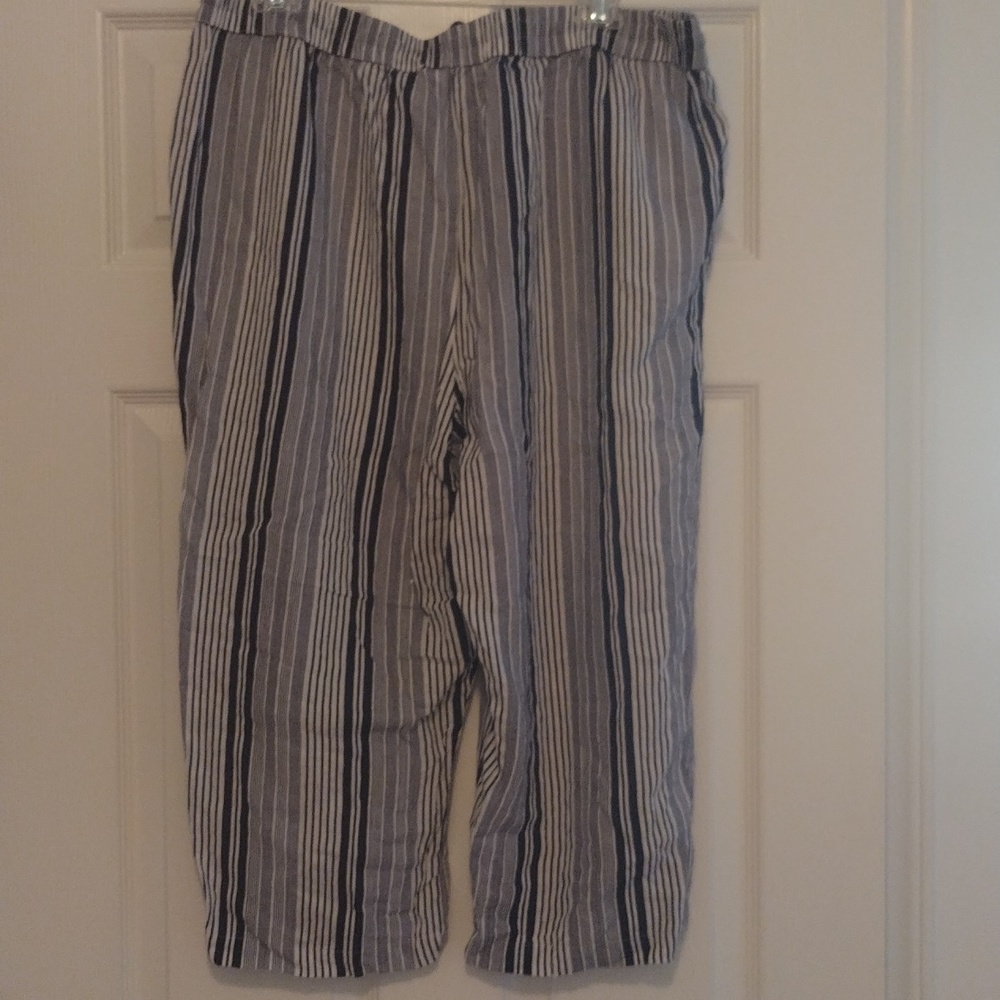 ⚡5/$25 Coral Bay linen blend capri length elastic pull string pants - Picture 5 of 8